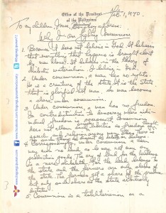 Diary of Marcos - February 1, 1970 page 1