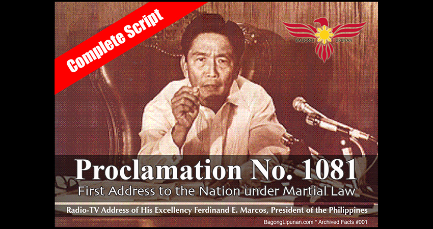 Proclamation No. 1081 (Complete Script)